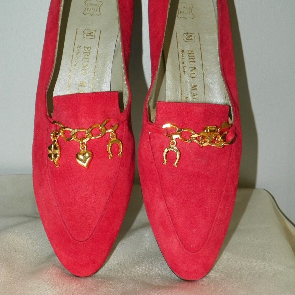 BRUNO MAGLI Ladies' Red Suede Flats Sz 6.5  AA